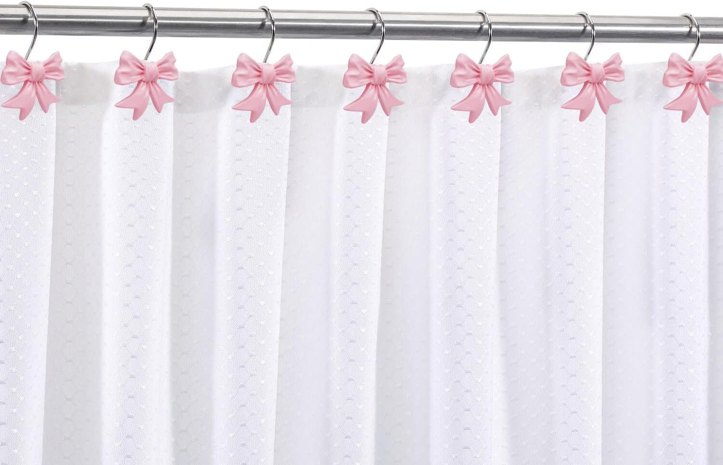 CHICTIE Decorative Shower Curtain Hooks, Bow Knot Shower Curtain Rings Hooks for Bathroom Baby Kids Room Rustproof Shower Hooks (Pink)