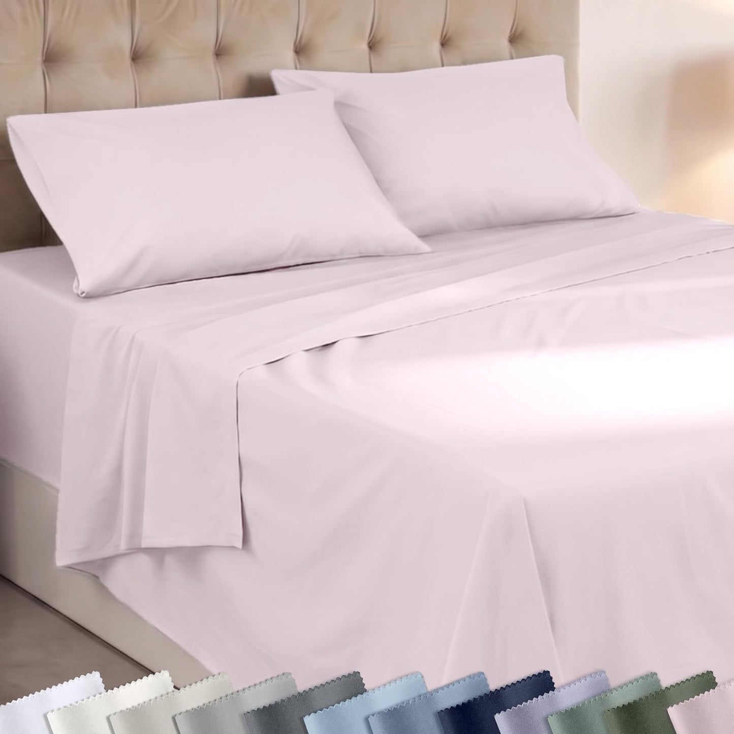 Super Soft 100% Cotton Full Size Sheet Set - 4 Pcs - Durable Sheets, Deep Pockets, Easy Fit, Lightweight & Breathable, Suitable For Hot Sleepers & All Seasons, Minimal Wrinkles - Pink