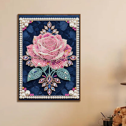 LAKEQUILL Pink Roses Special Shaped 5D DIY Partial Drill Pearl Dots Gem Art Kits 11.81x15.74inch Pearl Paintings Gem Art for Adults Beginners Home Decor (Pink Roses)