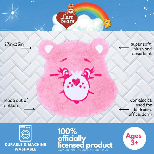 Care Bears Cheer Bear Pink Cotton Non Slip Plush Bathroom Mat Rug (Officially Licensed Product) By Franco