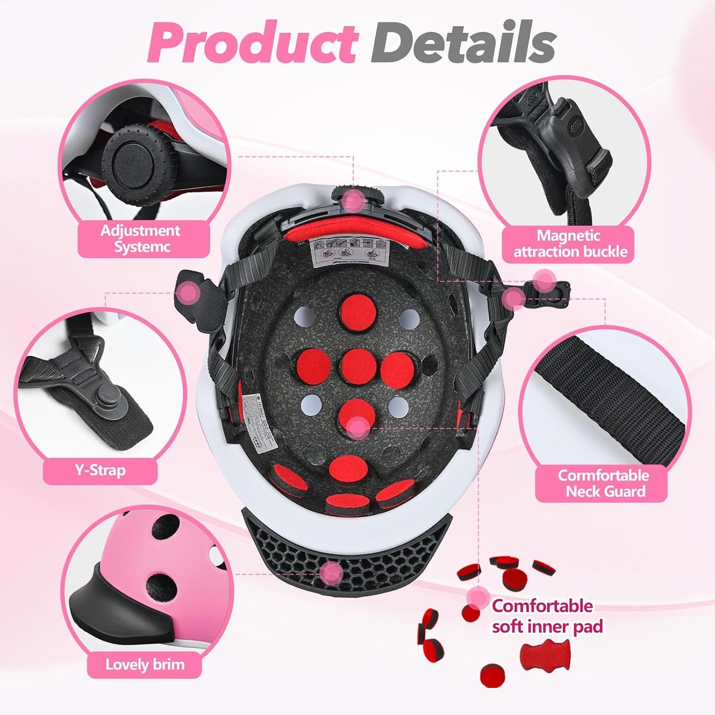 Wemfg Kids Bike Helmet for 5-8-14 Magnetic Buckle Skateboard Helmet for Boys Girls Child Youth Adjustable Lightweight Ventilation and Multi-Sports Scooter Cycling Roller Balance