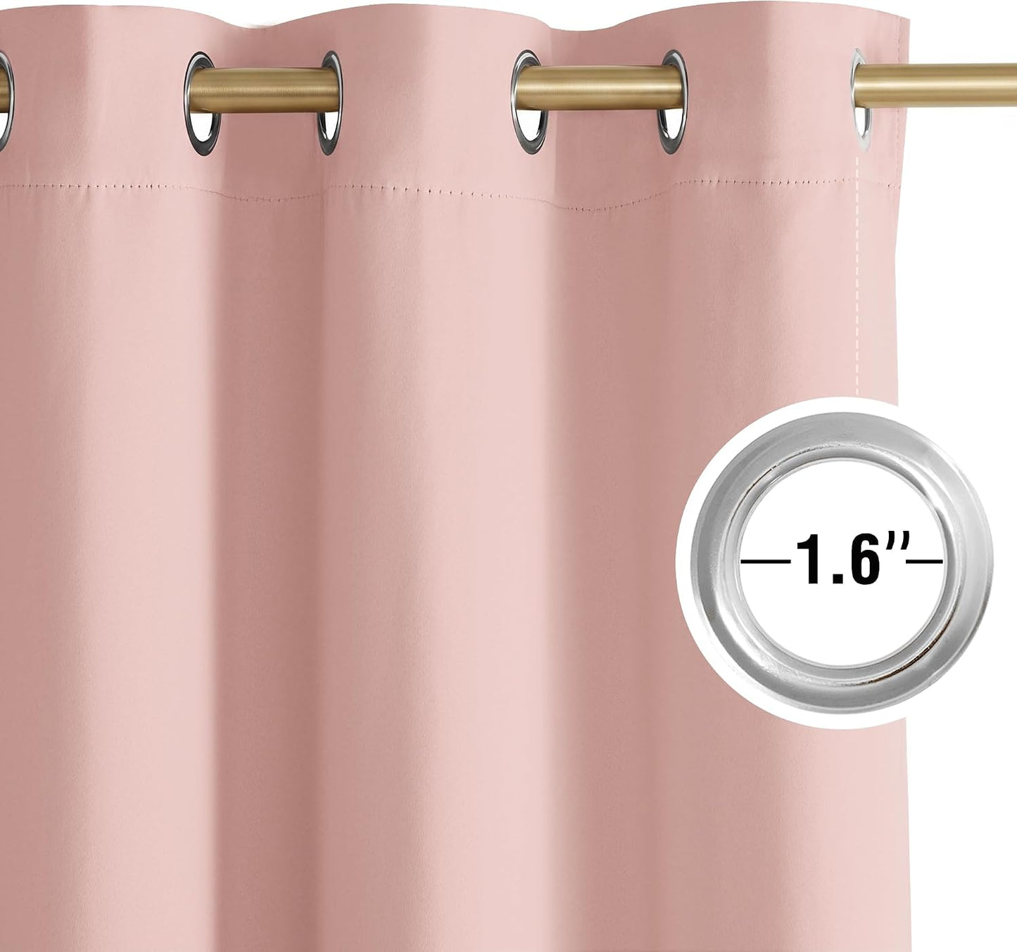 NICETOWN Blush Pink Blackout Curtains 63 Inches Long 2 Panels for Girls Room, Bedroom, Nursery Thermal Insulated Blackout Drapes Solid Grommet Noise Reducing Window Curtains, W40