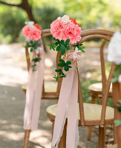 28 Heads Carnations Artificial Flowers 4 Pcs Faux Carnations Bouquet 18.5in Silk Pink Flower for Wedding Decor Home Table Centerpiece Floral Arrangements (Pink)