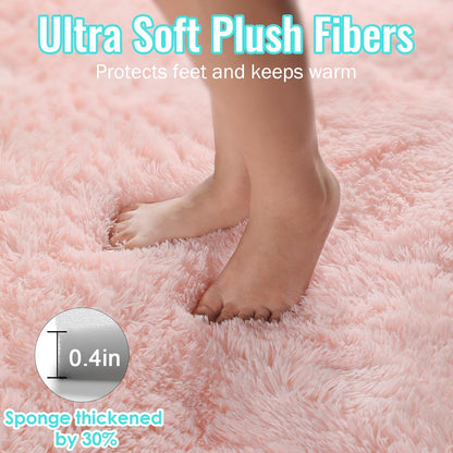 PAGISOFE Pink Rugs for Girls Bedroom 4x6 Ft Fluffy Cute Girls Room Decor Aesthetic Area Rugs Kawaii Baby Nursery Rugs Plush Playroom Shag Teen Girl Rug Thick Fur Dorm Rug Living Room Carpet