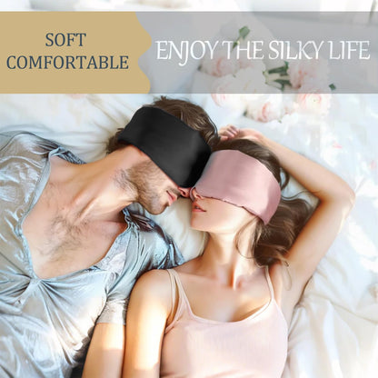 Satin Sleep Eye Mask, 100% Complete Blackout Sleeping Mask for Women Men Side Sleepers, Zero Pressure Eye Shade with Adjustable Strap, Lightweight Breathable Night Blindfold for Travel Shift Work Naps