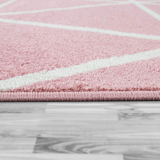 Paco Home Modern Pink Area Rug for Living Room with Geometric Pattern - Stella Collection, Size: 5'3" x 7'3"