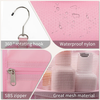 Ethereal Pink Hanging Mesh Shower Caddy Portable for College Dorm Room Essentials, Large Capacity Shower Bag for Guys/Girls, for Beach, Swimming, Gym