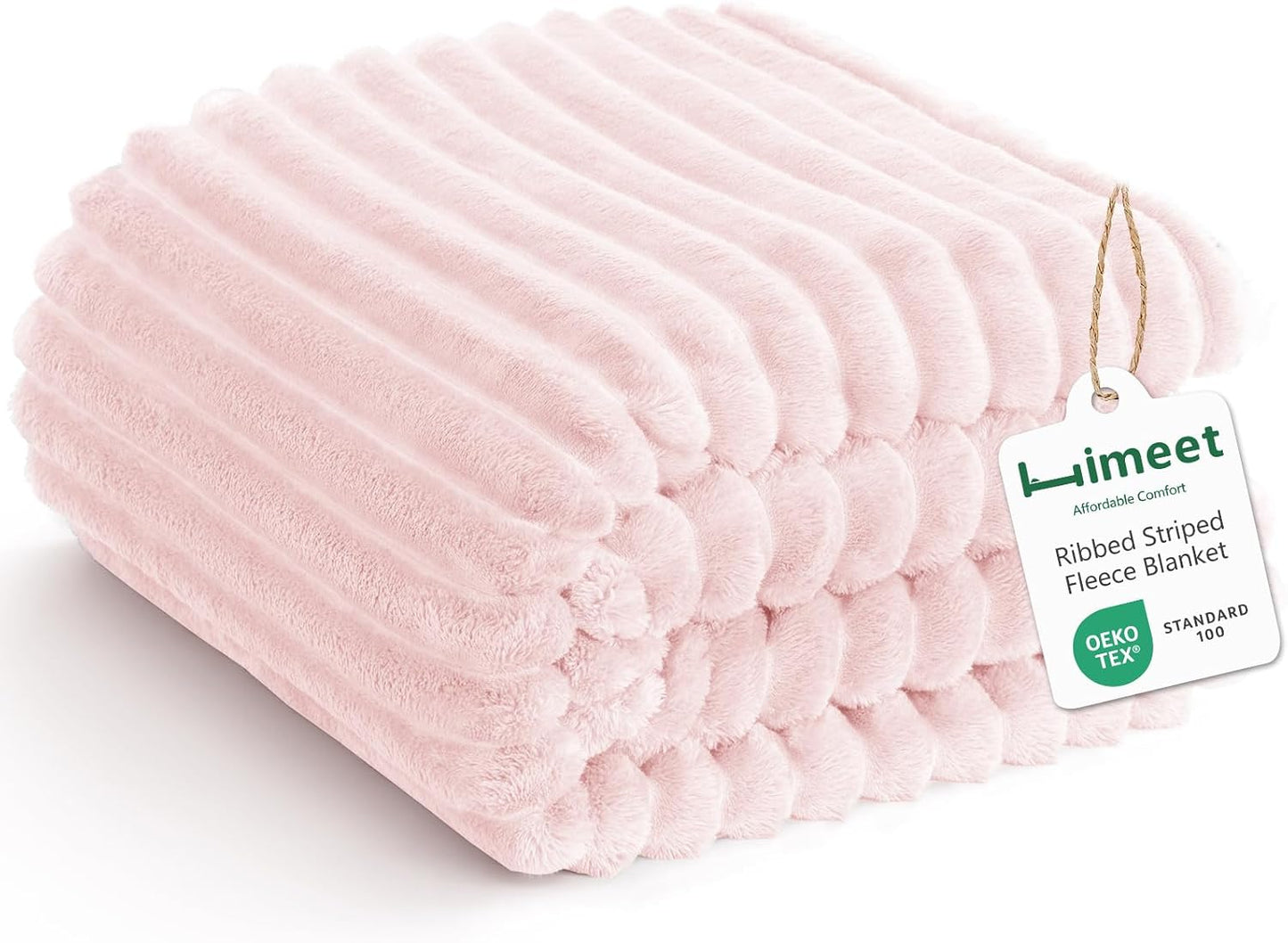 HIMEET Fleece Pink Throw Blanket for Bed - 300GSM Ribbed Soft Cozy Blanket for Couch, Graduation Birthday Gifts for Women Girls Her, College Dorm Essentials Aesthetic Room Throws, 50x60 Inches