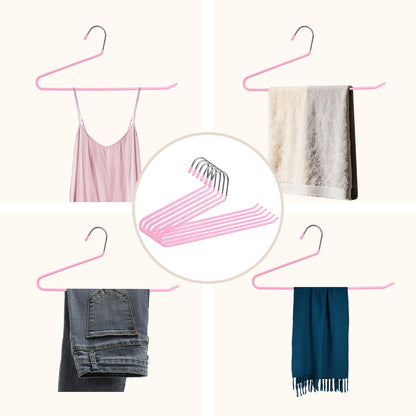 24-Pack Metal Pants Hangers with Non-Slip Coating, Open Ended Jeans Hangers for Space-Saving Storage of Blankets, Scarves and Towels (Pink)