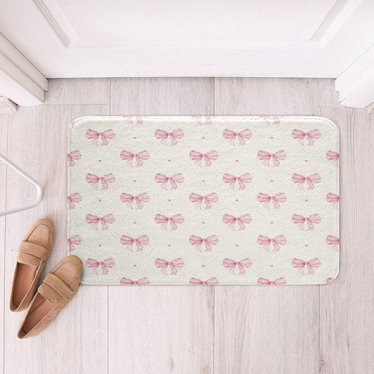 Erosebridal Pink Bow Bathroom Rugs 20"x 32" Girls Cute Coquette Bow Bath Mat Modern Fashion Light Pink Doormat Aesthetic Girly Princess Non Slip Bath Rug