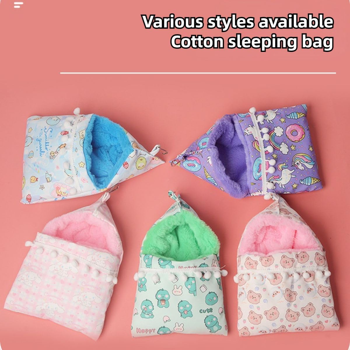 Sugar Gliders Sleeping Pouch Bag Small Pet Faux Rabbit Velvet Hanging Warm Comfortable Nest Bed for Small Animals Squirrels Marmosets Rats Hamster (Pink)