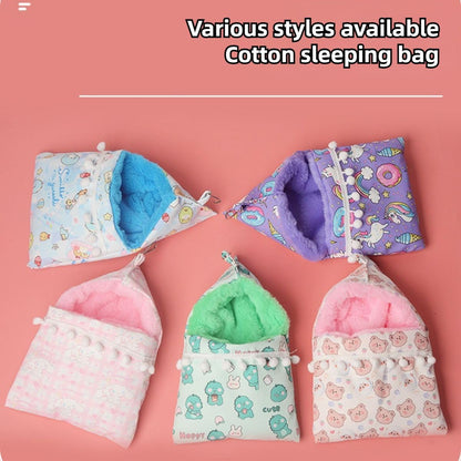 Sugar Gliders Sleeping Pouch Bag Small Pet Faux Rabbit Velvet Hanging Warm Comfortable Nest Bed for Small Animals Squirrels Marmosets Rats Hamster (Pink)