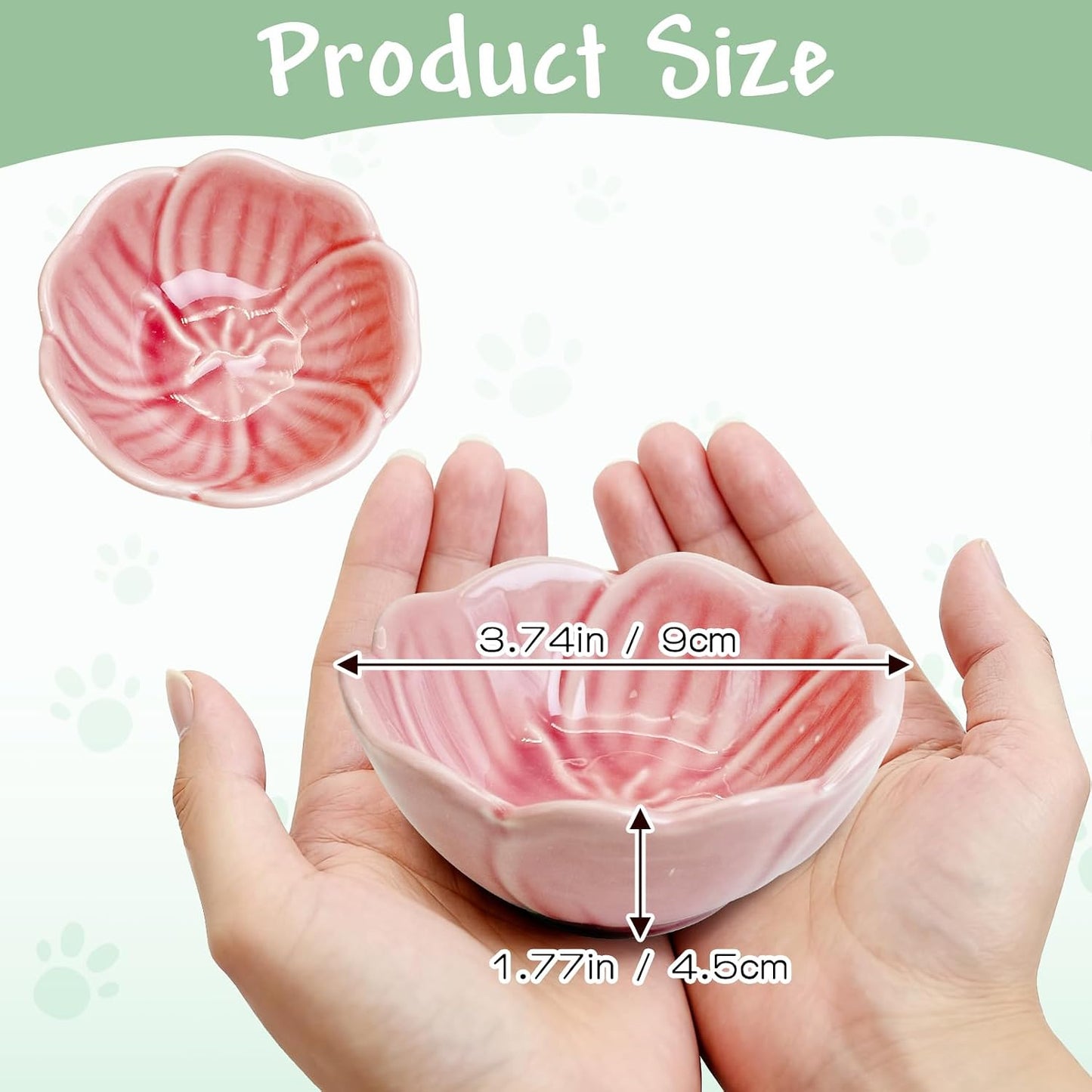 BNOSDM 2 Pcs Hamster Ceramic Food Bowl Flower Series Gerbil Drinking Bowls Anti-Turning Food & Water Dish for Dwarf Syrian Hamsters Gerbil (Pink, Rose Pattern, 3.74“ x3.74“ x1.77“)