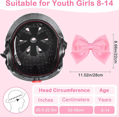 Helmet for Kids 3-8-14, Kids Bike Helmet with DIY Bow, Adjustable Toddler Youth Girls Helmets for Skating Bicycle Scooter Skateboard