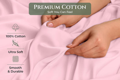 Royale Linens 100% Cotton Pillow Cases Standard Size Set of 2 - Percale Pillowcase - Pink Pillow Cases Super Soft Cooling & Breathable Hotel Cotton Pillowcases, Fits Standard Pillows (20"x26", Pink)