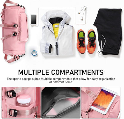 Toddmomy Sports Backpack for Women Gym Bag Workout Backpack Travel Hiking Daypack Multipurpose Pink Lightweight Sturdy Outdoor Recreation