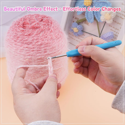 Weabetfu Gradient Cake Yarn for Crocheting & Knitting-Ombre Yarn Cake of 200g/7.05oz.-80% Acrylic,20% Nylon|Light Weight&Soft Crochet Yarns for Scarves,Blankets & Garments-03