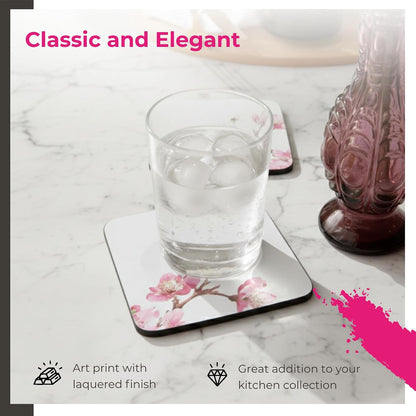 Pimpernel Pink Blossom Coasters, Set of 6 - Elegant Floral Drink Coasters with Cherry Blossom Pattern, Heat & Stain Resistant, Perfect for Kitchen, Dining & Everyday Entertaining