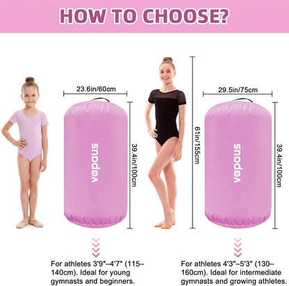 Vapaus Gymnastics Air Barrel Inflatable Tumbling Roller Mat Back Handspring Trainer Air Roller Tumbler Octagon Barrel Gymnastics Equipment for Tumble Track Cheerleading Yoga Training Durable AntiSlip Double Seal Without Pump
