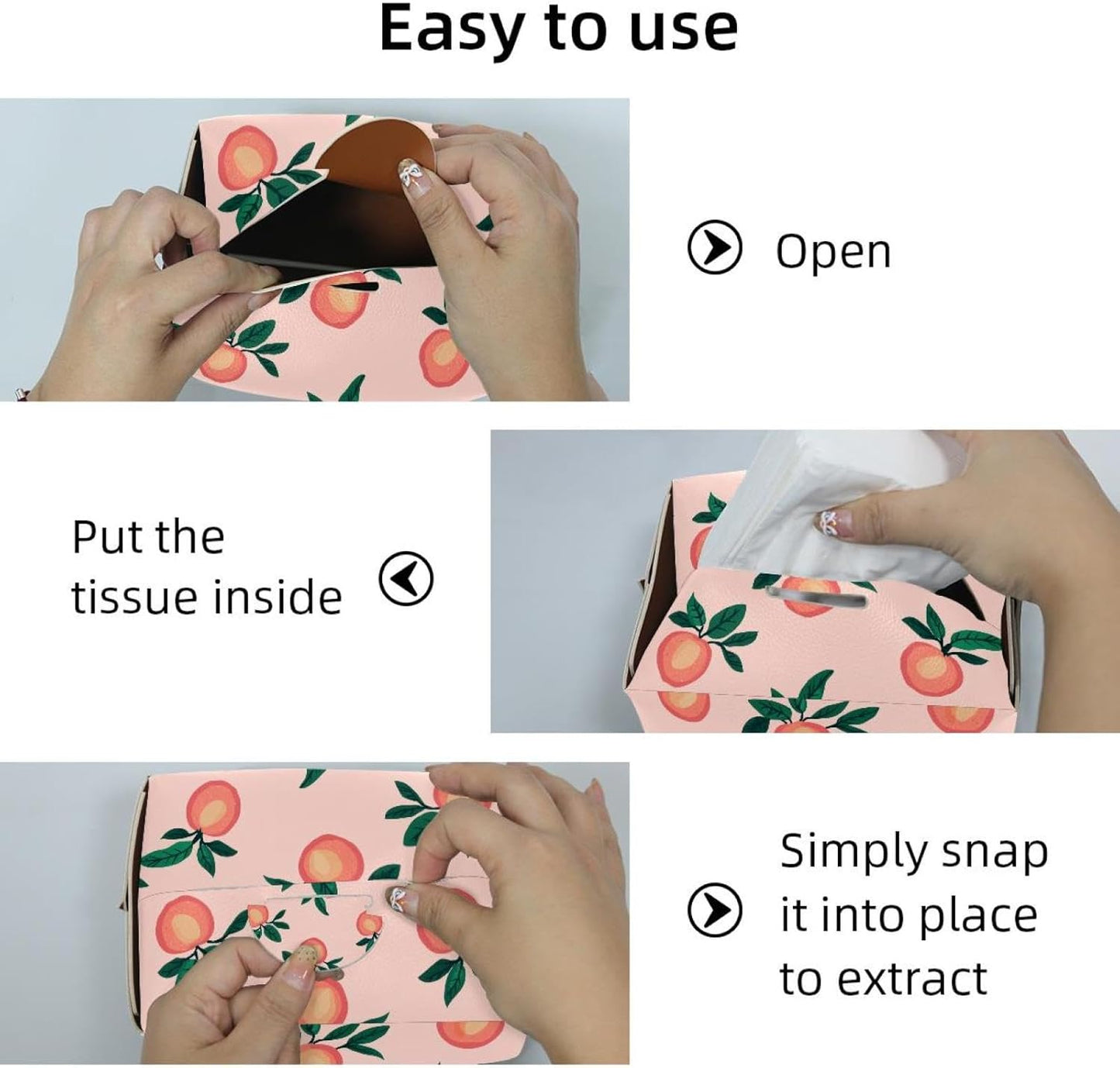 2 PCS Tissue Box Cover,Pink Peach Rectangle Decorative PU Leather Tissue Box Holder Facial Paper Organizer Dispenser for Bathroom, Vanity Countertop, Night Stands, Desk