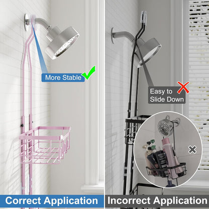 Shower Caddy, Upgraded Extended Length Shower Caddy Over Showerhead No Blocking to Shower Head, Rustproof Shower Organizer with Hooks Shampoo Soap Holder, Bathroom Large Hanging Shower Caddy