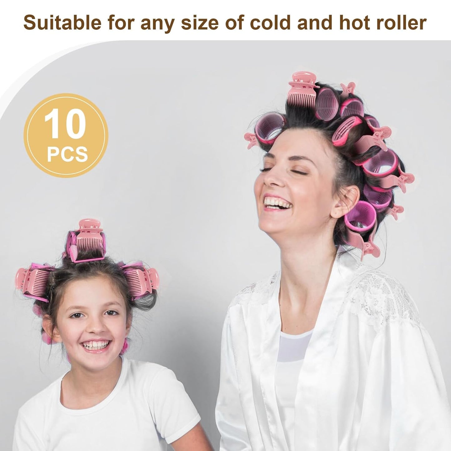 Hot Roller Clips -10PCS Hair Roller Clip - Hair Curler Claw Clip - Replacement Roller Clips for Women Girls Hair Section Styling - Pink