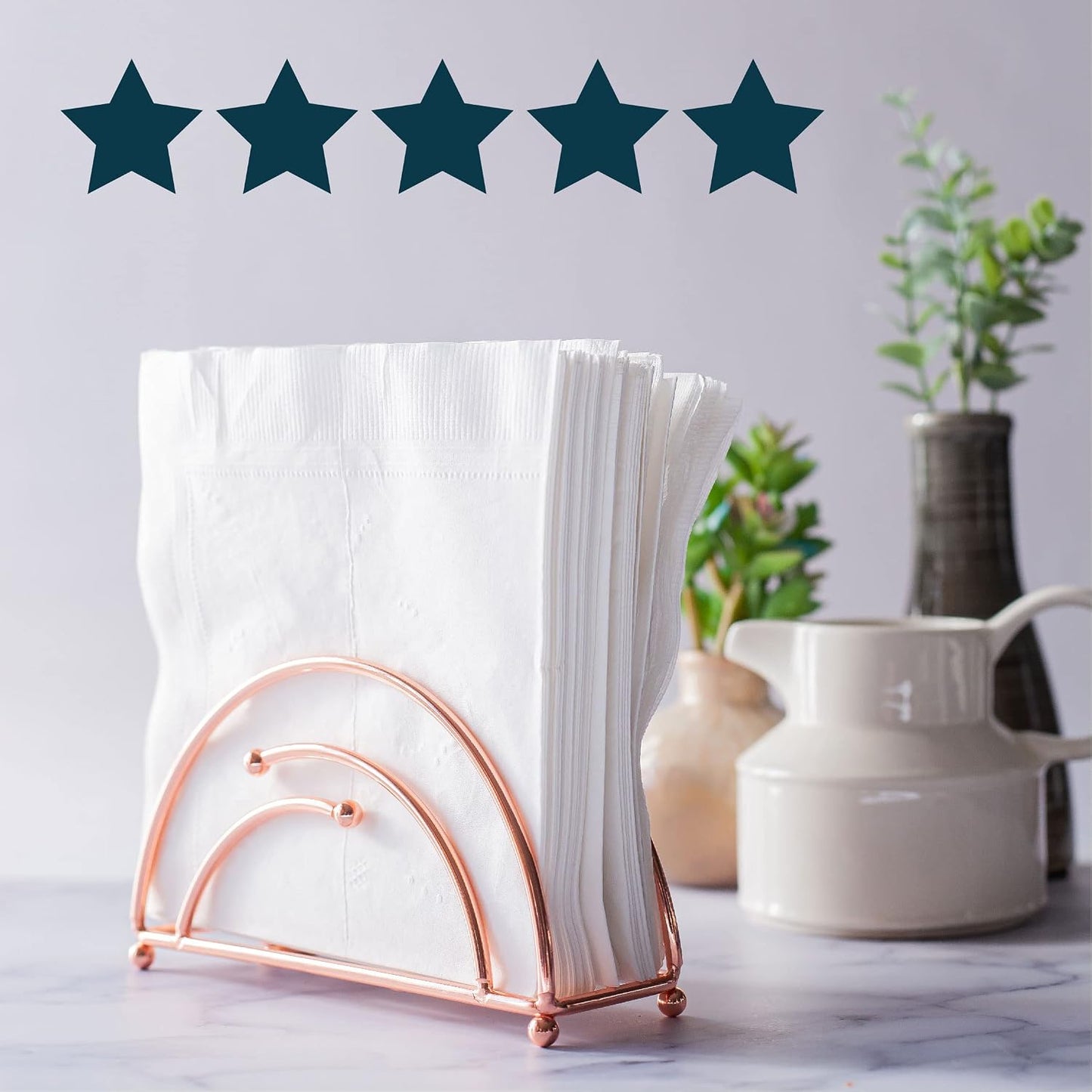 Modern Napkin Holder for Tables - Half Circle - Rose Gold - Tabletop - Free Standing Napkin Holder by Museo