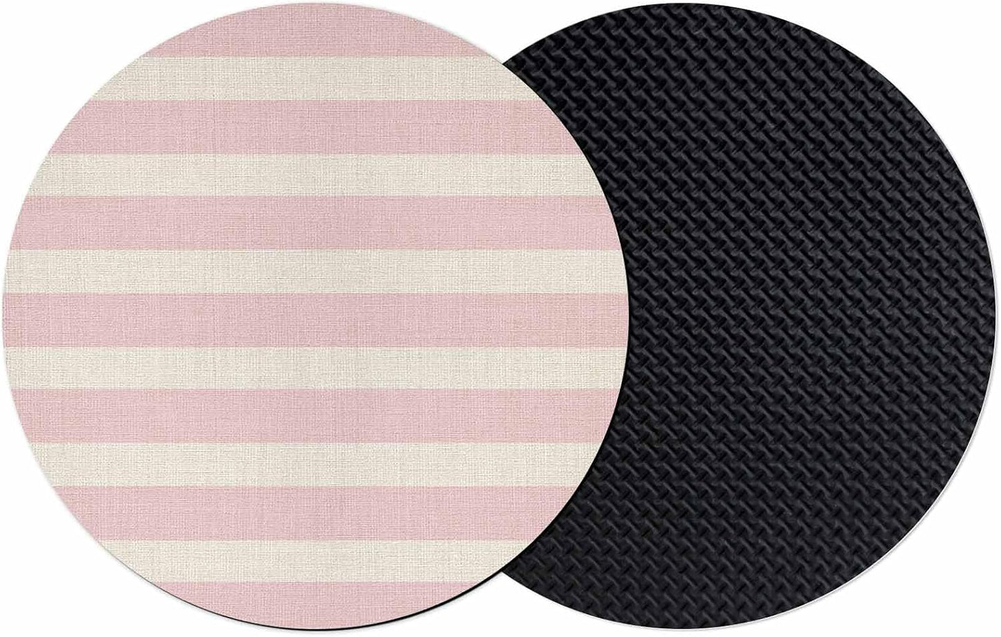 Pink Striped Coasters Set of 2, Absorbent Coasters for Drinks, Retro Minimalism Classic Stripes Lines Coaster for Bar Office Dining Coffee Table Accessories Decor, Non Slip Round Desk Coaster