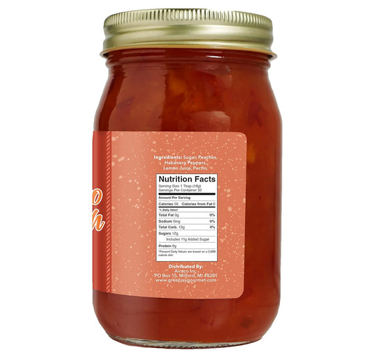 Green Jay Gourmet Peach Habanero Jam – Sweet & Smooth All Natural Fruit Preserve & Spread – Handcrafted Small Batch Gourmet Jam for Cheese Boards, Glazes & Appetizers – 20 Ounces