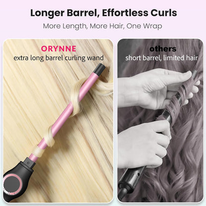 ORYNNE 1/2 Inch Curling Wand for Long Hair, Extra Long Barrel Ceramic Half Inch Curling Wand, 7 Adjustable Heats, 110-240V Dual Voltage Small Barrel Curling Iron Wand, 60 Minutes Auto Shut Off