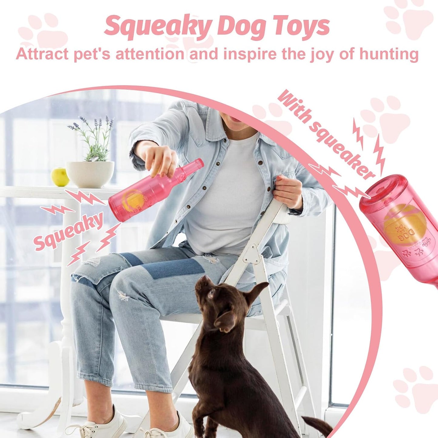Water Bottle Dog Toy,Crunchnplay Bottle Toy for Dogs,Floating Dog Chew Toys,Squeaky Dog Toys for Aggressive Chewers,Dog Toy Water Bottle Cruncher,Interactive Dog Toys for Small Medium Dogs Boredom