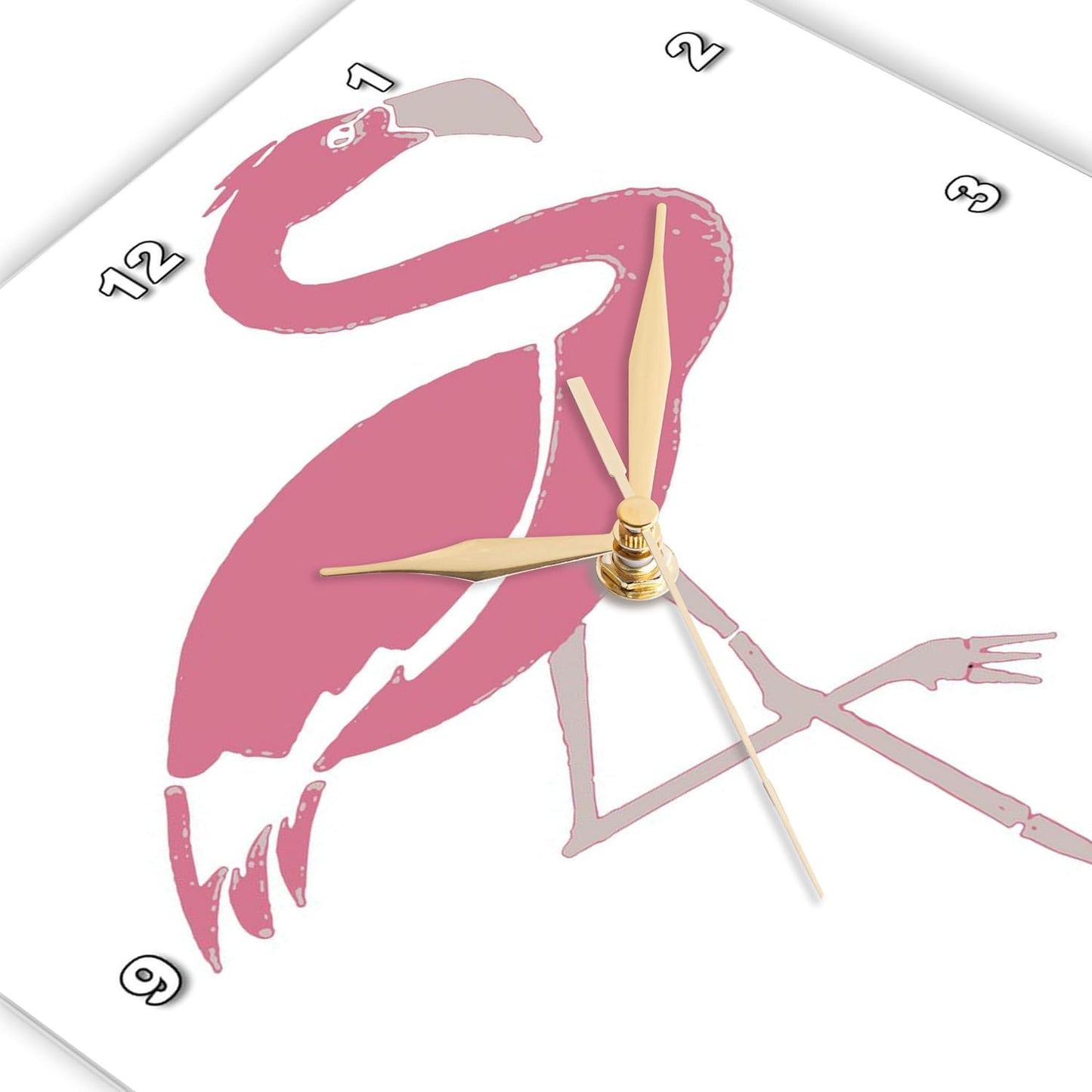 3dRose Wall Clock Silent - 13 inch - Coral Pink Flamingo - Vector Design - Flamingo