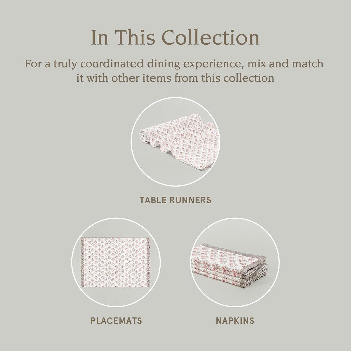 Over&Back Set of 4 Hand-Blocked Placemats - Colorful Dining Table Mat - Each Placemat is Unique - 100% Cotton - Machine Washable - Kitchen and Home Decor - Pink Blossom