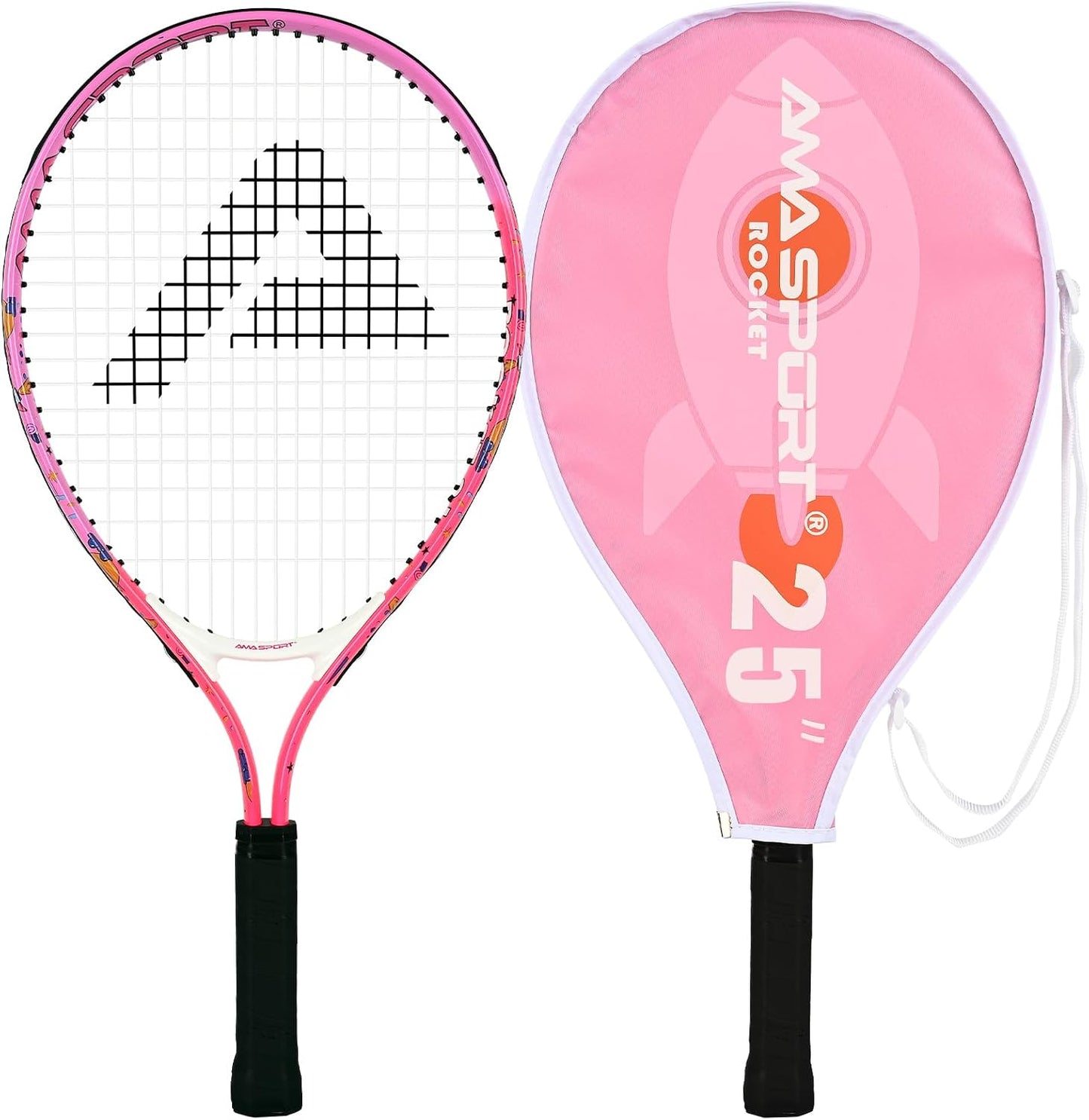 AMA SPORT Kids Tennis Racket 17/19/21/23/25 Inch Tennis Racket for Kids Girls and Boys Beginners Toddlers Starter Junior Racquet with Shoulder Strap Bag (Age 2-10)