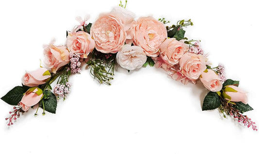 Artificial Peony Flower Swag, Arch Flowers, 20" Length in Bent, Decorative Swag, for Arch Front Door Party Wall Home Decor(Peach)