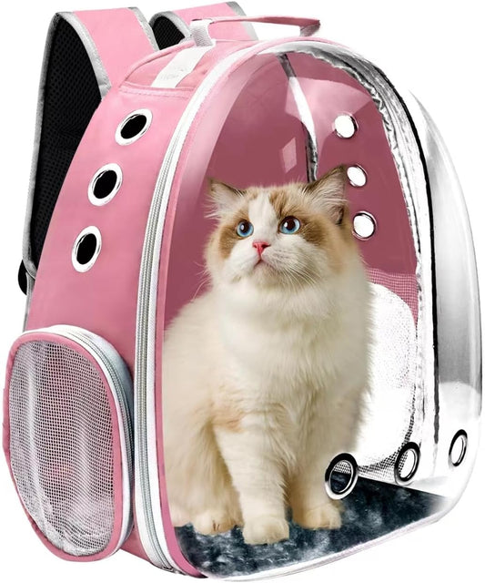 Cat Backpack Carrier, Pet Cat Carrier with Ventilated Design for Carrying Puppy Cats, Pet Carrier Backpack for Traveling/Hiking/Camping/Outdoors Airline Approved Travel Carrier(Pink)