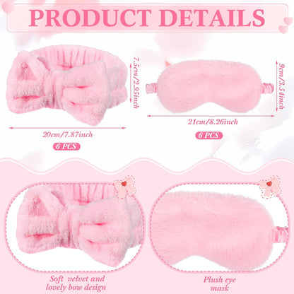 Suncalla 31 Pcs Spa Party Favors Sleepover Party Supplies Pink Bow Spa Headbands Eye Masks Socks Glitter Cups Gift Bag with Ribbon for Women Wedding Bridal Shower Bridesmaid Gifts Graduation Gift