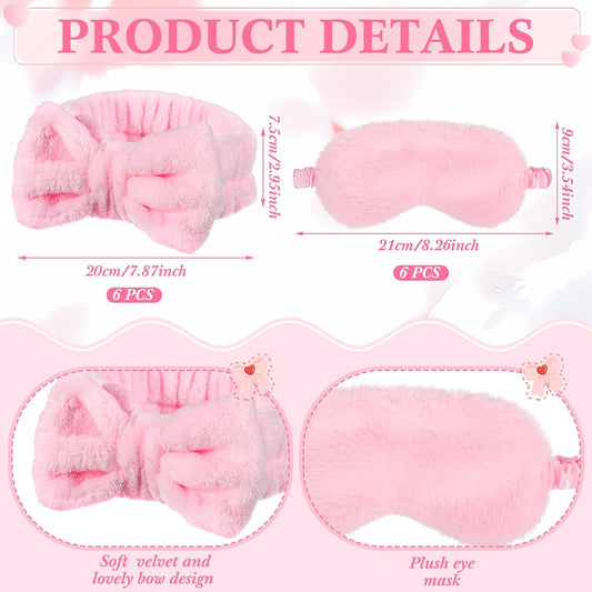 Suncalla 31 Pcs Spa Party Favors Sleepover Party Supplies Pink Bow Spa Headbands Eye Masks Socks Glitter Cups Gift Bag with Ribbon for Women Wedding Bridal Shower Bridesmaid Gifts Graduation Gift