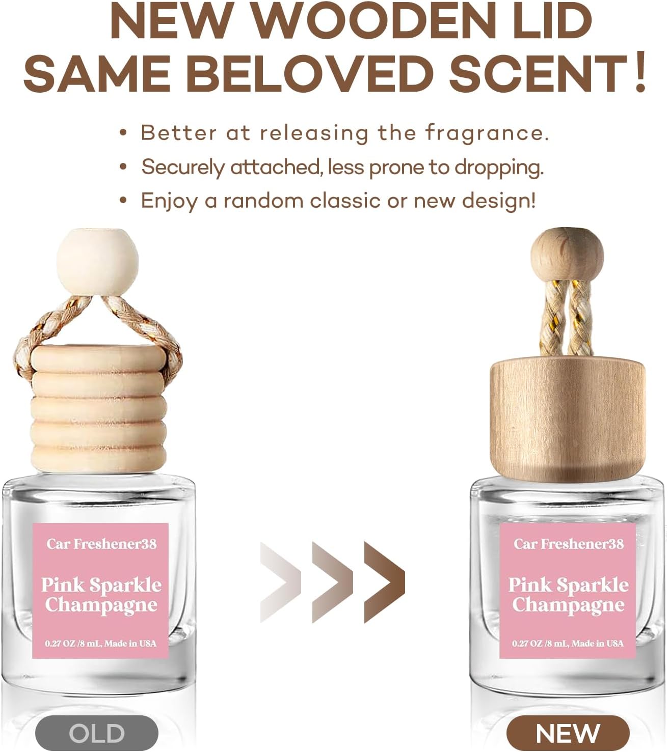 C Classy Hanging Car Air Freshener 2 Pack, Pink Sparkle Champagne Essential Oil Diffuser, Long-Lasting Fragrance, Cute Glass Bottle Car Accessories for Women & Men, Made in USA