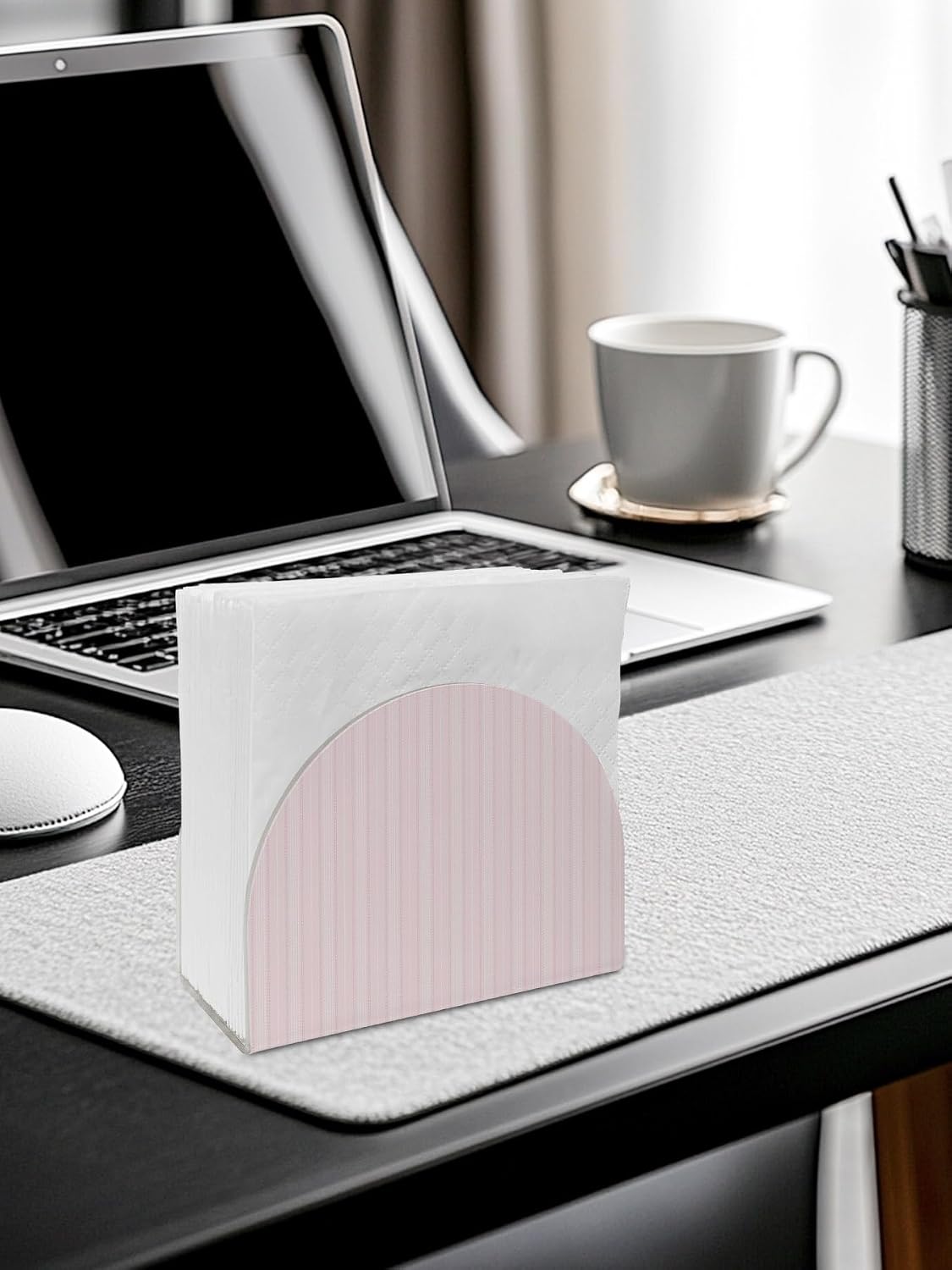 Napkin Holder Pink White Pinstripes Standing Napkin Dispenser Tissue Organizer 2 Pack Modern Lines Vertical Stripes Acrylic Paper Napkin Holders for Table Kitchen Dining Cocktail Party Cafe Bathroom