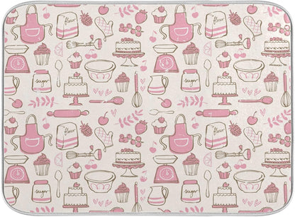 Pink Cookware Dish Drying Mat Large Kitchen Counter Reversible Microfiber Dishes Drainer Mat 18 x 24 Inch