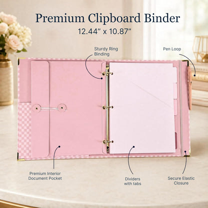 Aesthetic Clipboard Binder with Dividers - Organized 3 Ring Binder and Clipboard Folder for Work - Sturdy Planner Folio for Streamlined School Projects, Notes and Daily Office Productivity