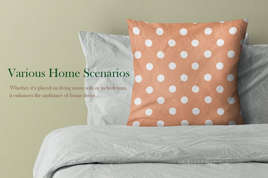 Peach Polka Dot Square Pillowcase Zippered Double-Sided Printing 18x18 Inches Decorative Throw Pillow Case Cushion Cover