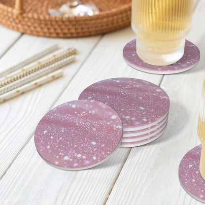 Pink Glitter Pattern Coasters Set of 4 Absorbent Ceramic Coasters for Drinks Modern Cup Coaster with Cork Backing Cute Stone Coaster Housewarming Gifts 4.1 Inches