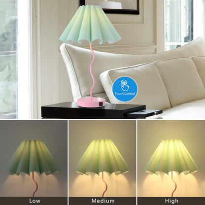 EOEYYOYB Table Lamp for Bedroom Nightstand Modern Touch Green Pink Lamp Dimmable Lamp for Living Room End Table with USB Port and Outlet