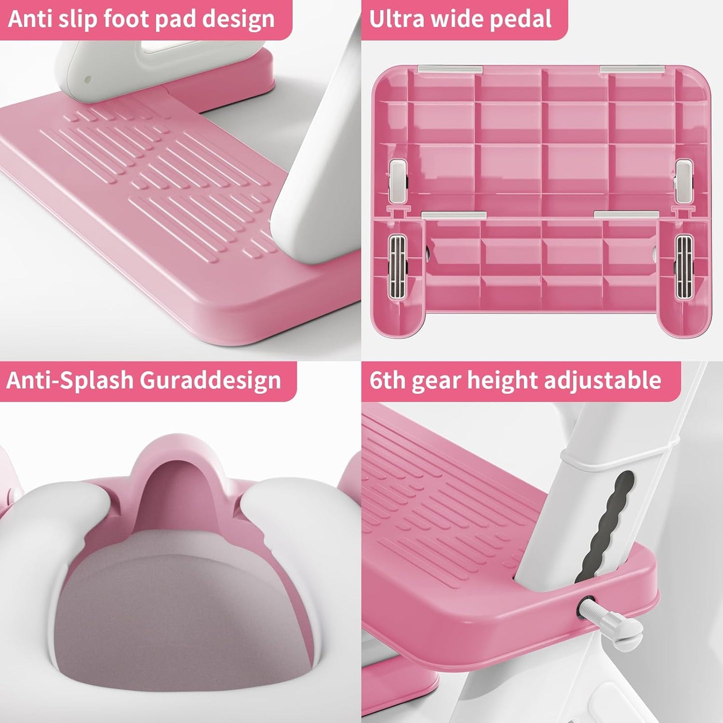 Potty Training Toilet Seat with Step Stool Ladder for Boys and Girls, 2 in 1 Potty Training Toilet, Splash Guard Anti-Slip Pad Step Stool （Pink) Pedal Upgrade.