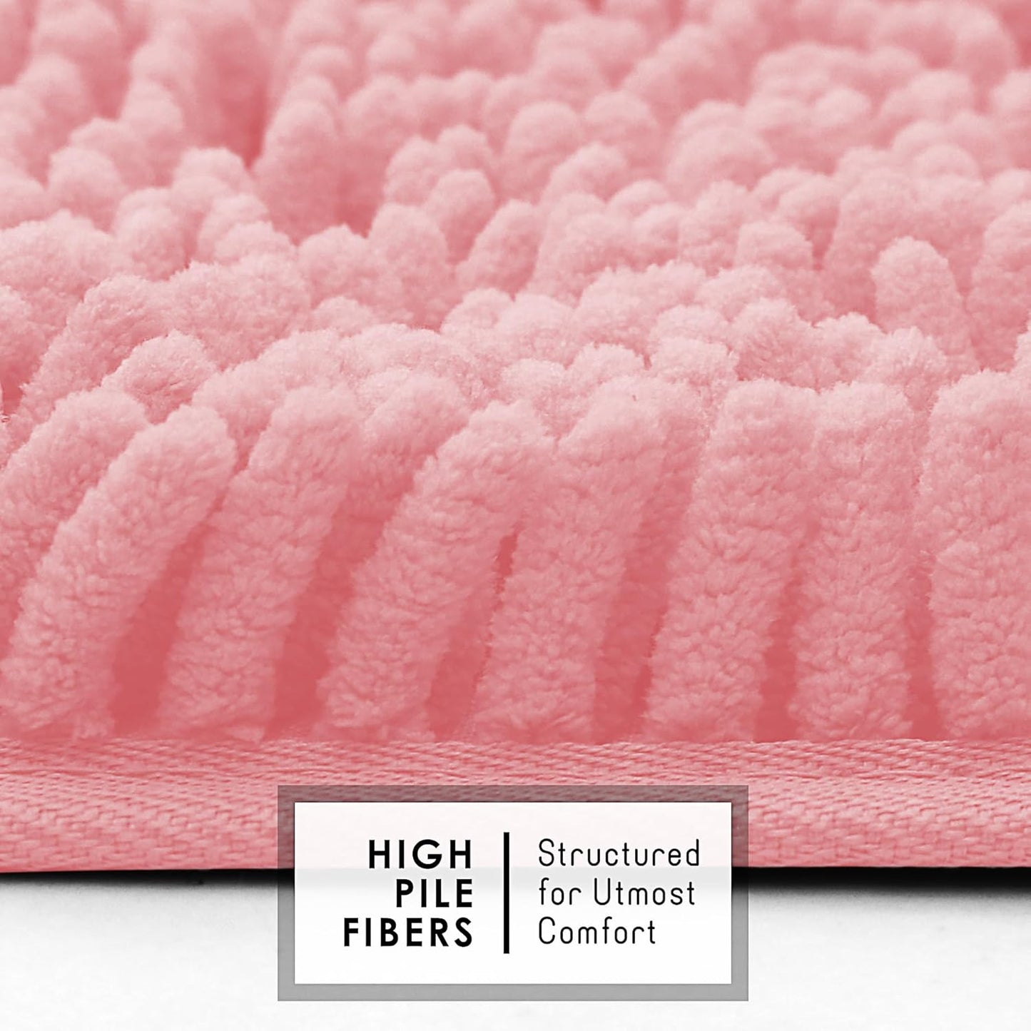 Hearth & Harbor Bathroom Rugs, Chenille Bath Mat - Machine Washable Bath Mats for Bathroom Non-Slip Backing Rubber, Quick Dry Bathroom Mat, 20 x 32 - Pink