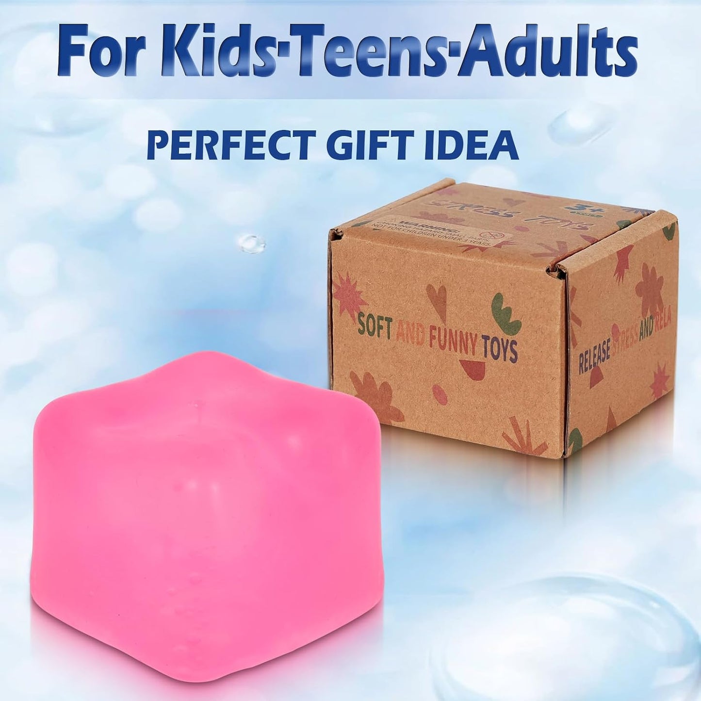 Adult-Size 2.76inch/7cm Stress Cube – Larger Than Mini Squishy Cubes, Slow-Rise Sensory Fidget for Stress Relief, Focus & Light Hand Exercise – Safe for Ages 3+ (Pink)