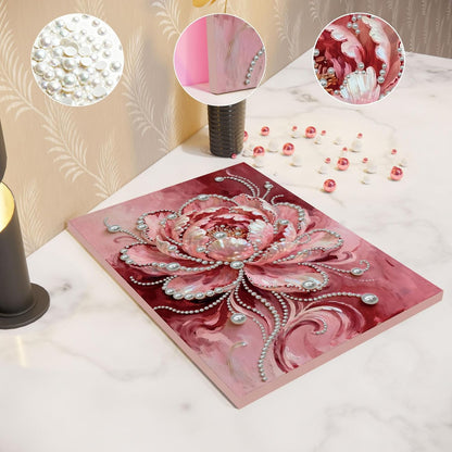 FRANDEK Pink Flowers DIY Pearl Art Painting, Sparkling Diamond Art Craft with Included Frame, 30x40cm Modern Home Decor for Wall, Thoughtful Gift for Adults Birthday Housewarming