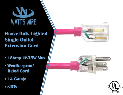 25 ft Outdoor Extension Cord Waterproof - 14 Gauge Heavy Duty Extension Cord 25 ft - Lighted Outdoor Extension Cords - Watts Wire - 25' Grounded - extensiones electricas